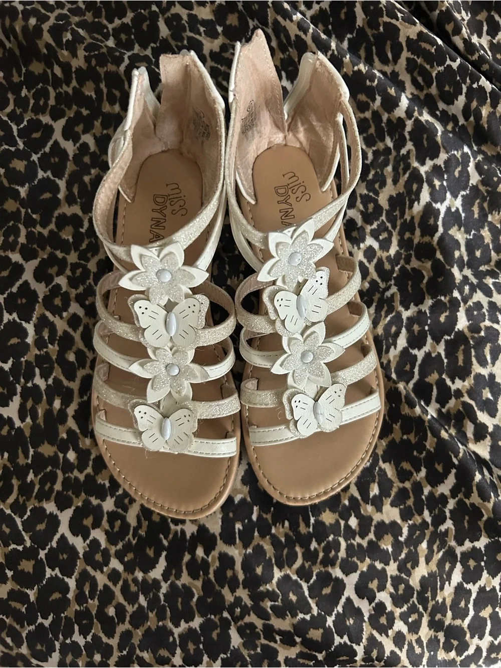 Girls' White Floral Butterfly Gladiator Sandals